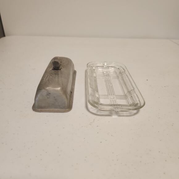 Vintage 1950s Everlast Forged Aluminum Covered Butter Dish Retro Bamboo Pattern - Picture 3 of 7